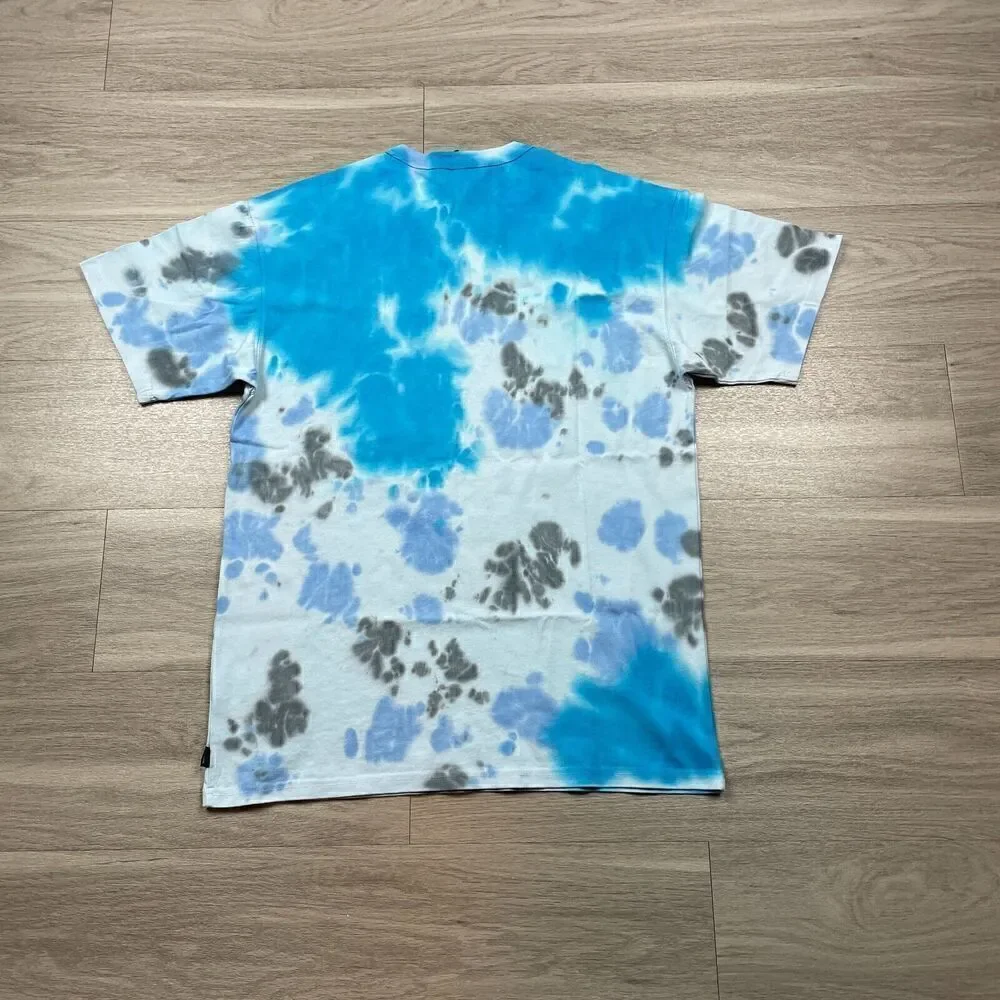 Nike Shirt Mens Small Blue Tie Dye Swoosh Relaxed Fit Short Sleeve